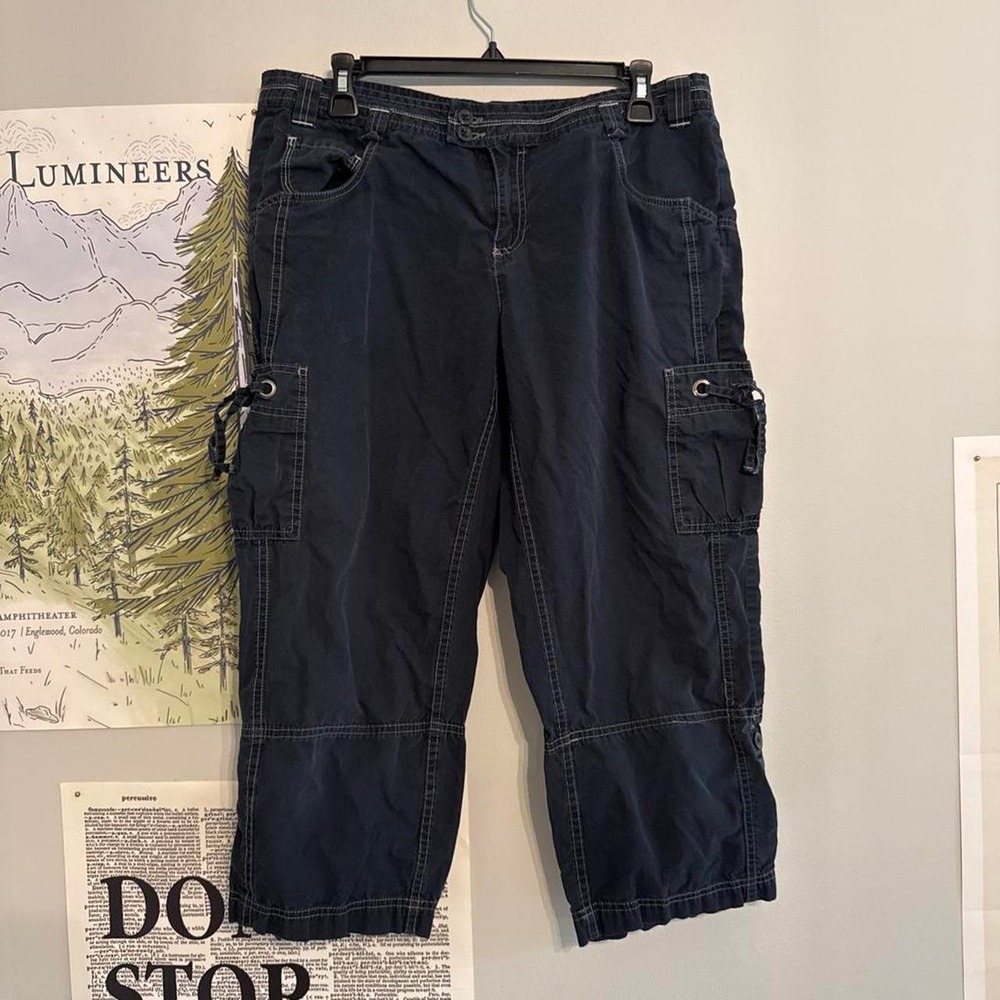 Y2K A.N.A. Navy Blue Cargo Capri Pants Utility